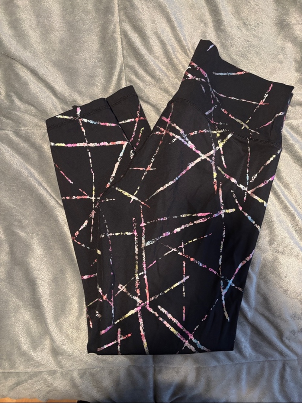 Zyia Balck Leggings with Multicolor Abstract Lines 8-10